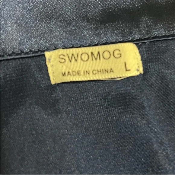 Amazon | Blue Satin Pajamas Set - Picture 4 of 7